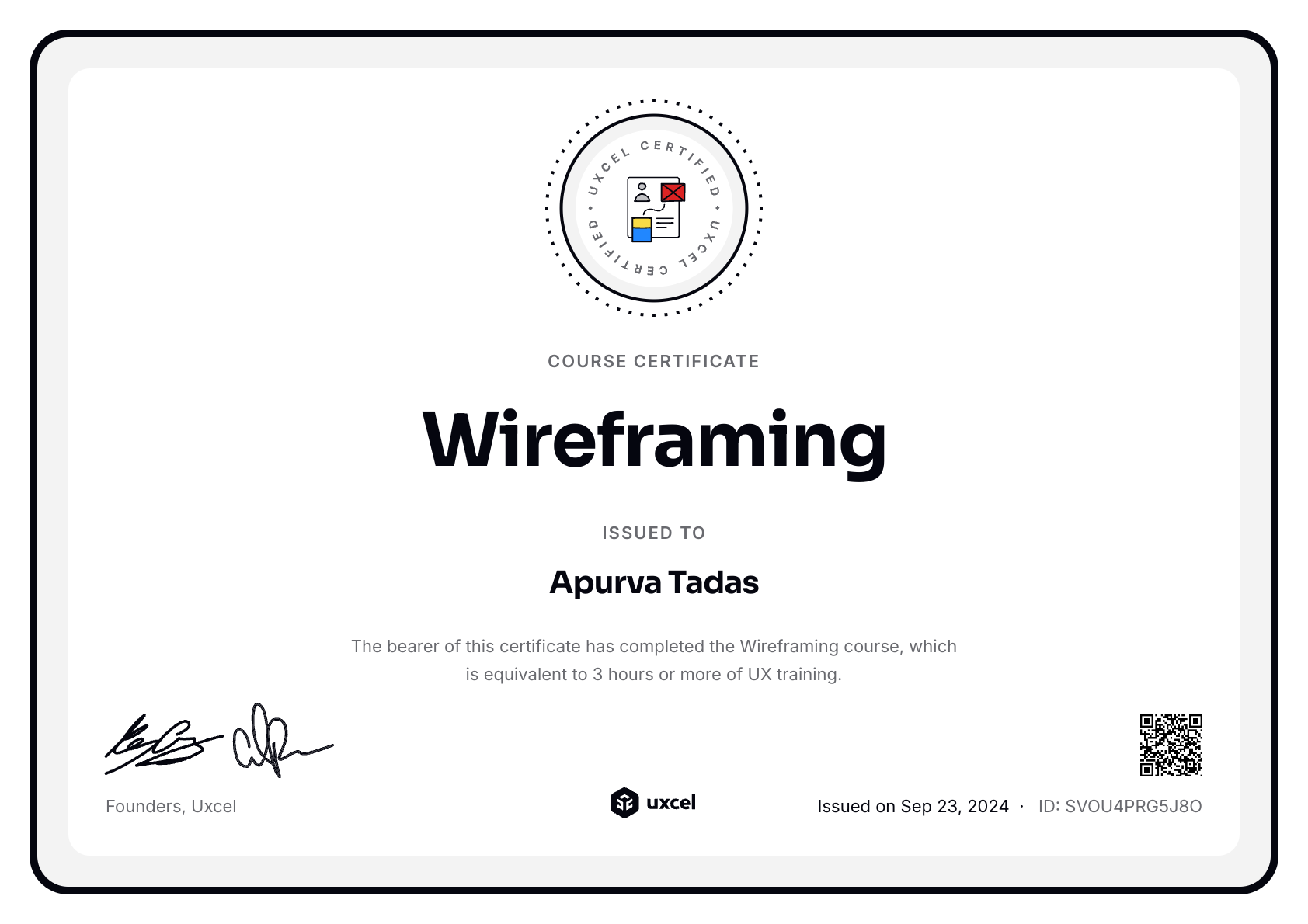 Apurva Tadas's certificate